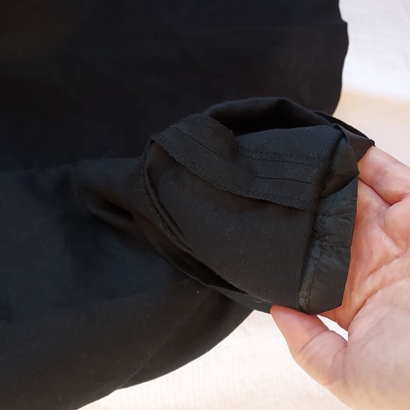 Larry Levine Women's Capris Pants Linen Blend Black Embroidery Waist Siz… - Picture 4 of 12